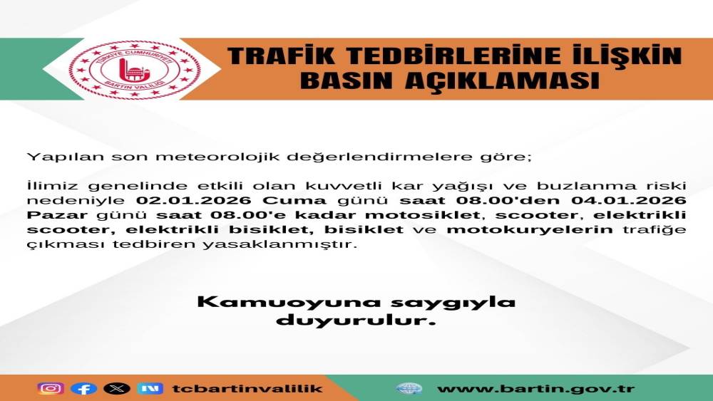 Bartın&rsquo;da motosikletlerin trafiğe &ccedil;ıkışı yasaklandı
