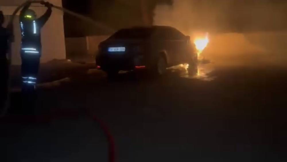 Siverek&rsquo;te park halindeki otomobil alevlere teslim oldu
