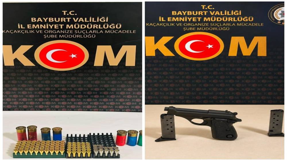 Bayburt&rsquo;ta 3 ş&uuml;phelinin yakalandığı operasyonlarda tabanca ve 94 fişek ele ge&ccedil;irildi
