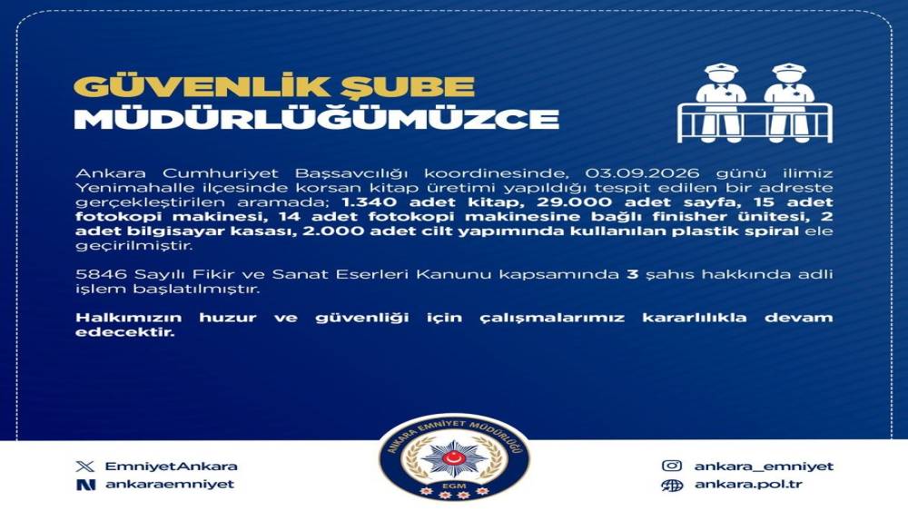 Ankara&rsquo;da bin 340 adet korsan kitap ele ge&ccedil;irildi
