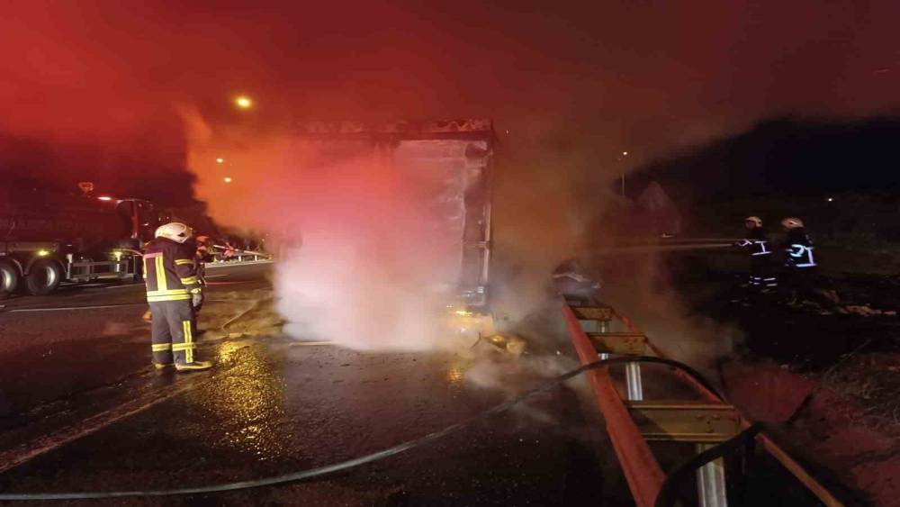 Şanlıurfa’da beyaz eşya yüklü tır alev alev yandı
