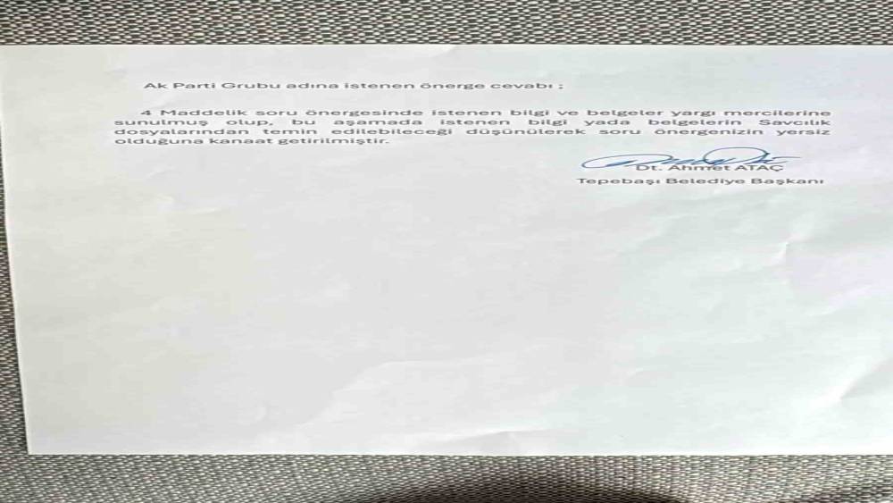 Tepebaşı Belediyesi, AK Parti Grubu&rsquo;nun 4 maddelik yazılı soru &ouml;nergesini cevapsız bıraktı
