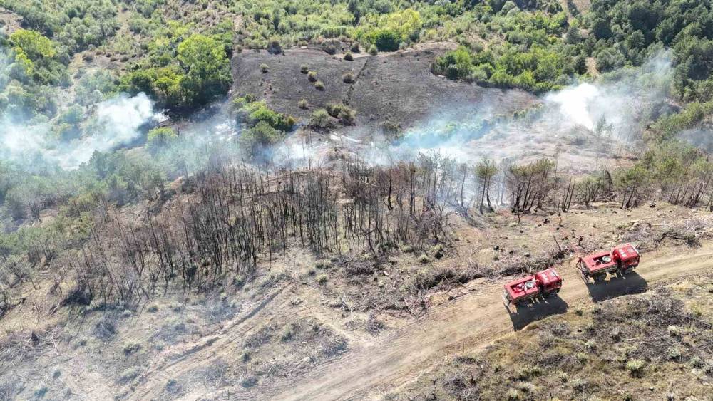 Karab&uuml;k&rsquo;te anız yangını korkuttu: Bir samanlık yandı
