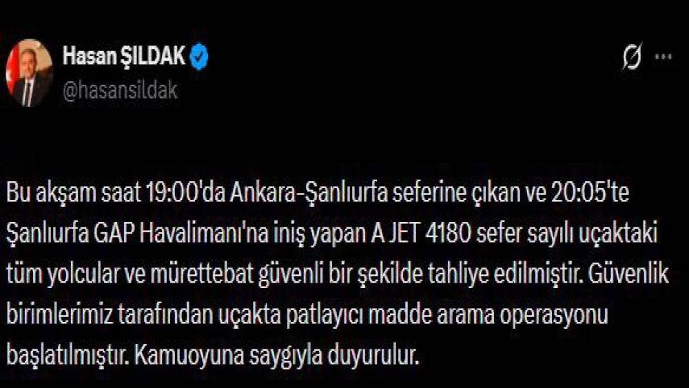 Vali Şıldak: "Yolcular ve m&uuml;rettebat g&uuml;venli bir şekilde tahliye edildi"
