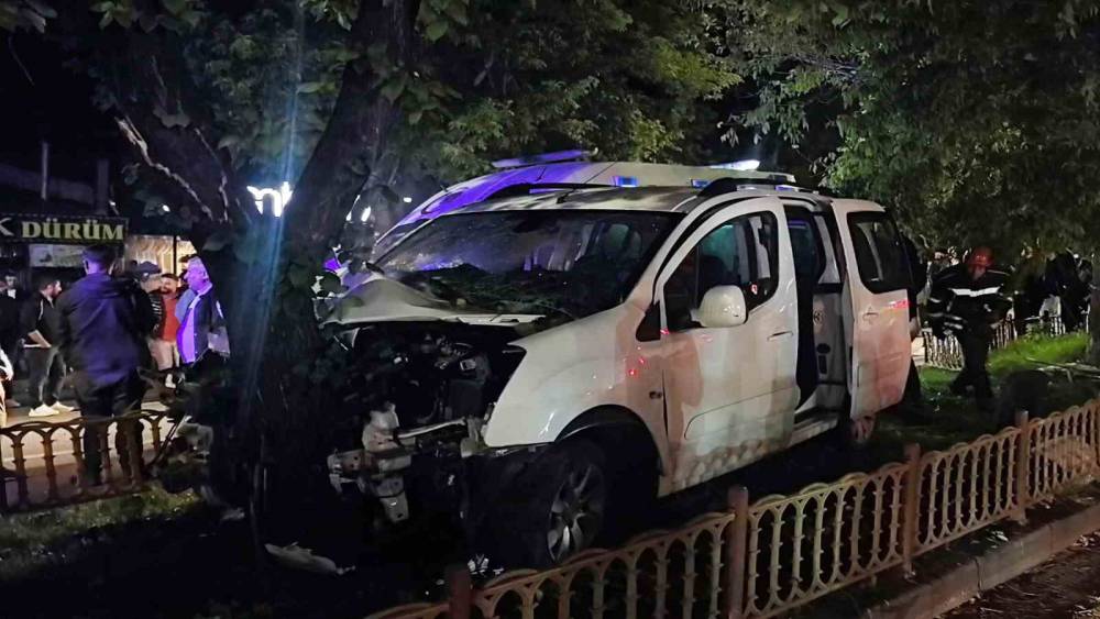 Kontrolden &ccedil;ıkan otomobil ağaca &ccedil;arptı: 2 yaralı

