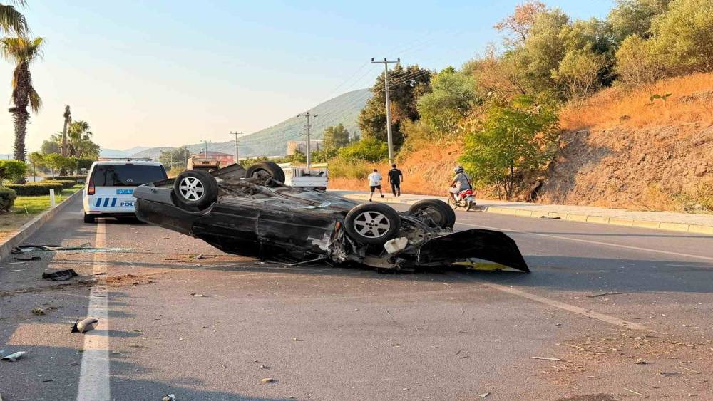 Takla atan otomobil palmiye ağacına &ccedil;arptı: 1 yaralı
