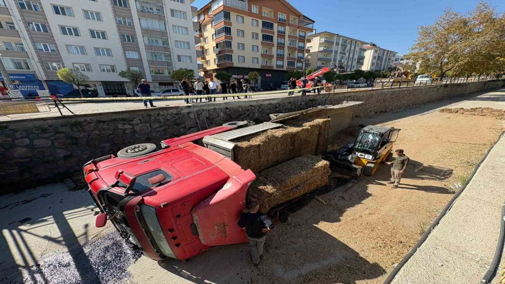 Park halindeyken hareket eden tır &ccedil;aya u&ccedil;tu
