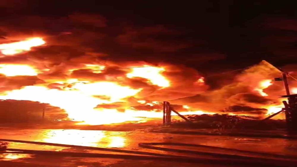 Sulama boruları alevlere teslim oldu
