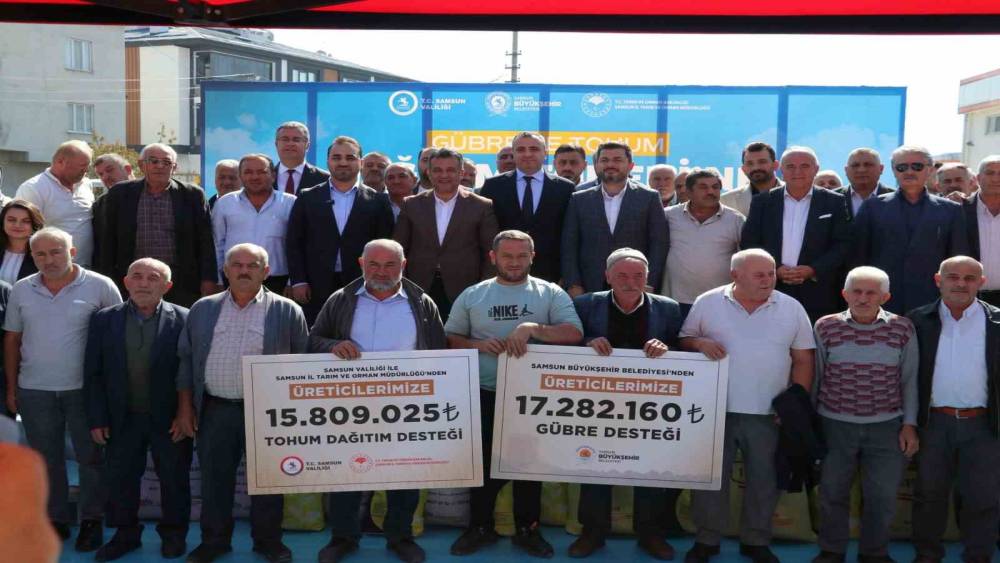 Samsun&rsquo;da bin 757 &uuml;reticiye tohum ve g&uuml;bre desteği
