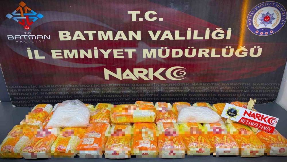 Batman&rsquo;da ara&ccedil;ta zulalanmış 24 kilo 600 gram metamfetamin ele ge&ccedil;irildi

