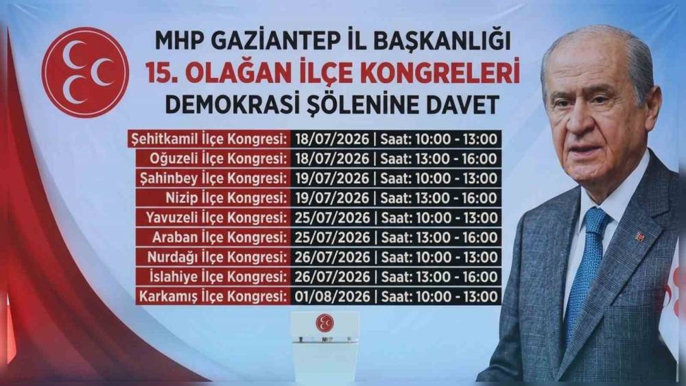 MHP Gaziantep İl&ccedil;e Teşkilatları 15. Olağan Kongre takvimi a&ccedil;ıklandı
