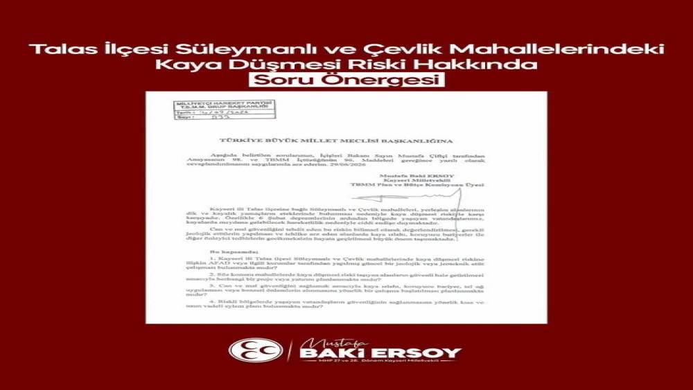 MHP&rsquo;li Ersoy, 2 mahalledeki kaya d&uuml;şmesi riskini meclise taşıdı
