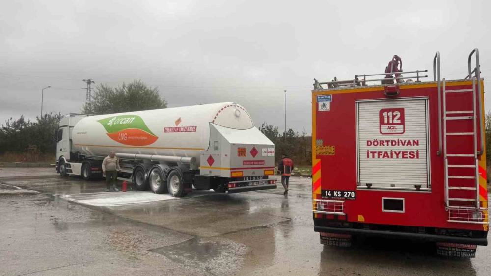 LPG y&uuml;kl&uuml; tırda yangın
