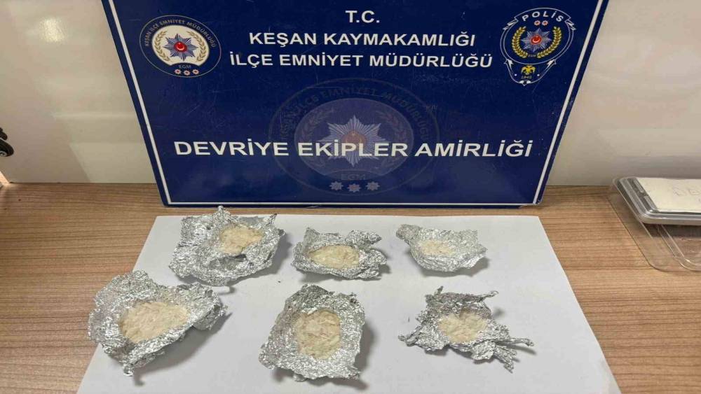 Keşan&rsquo;da 22,96 gram metamfetamin ele ge&ccedil;irildi
