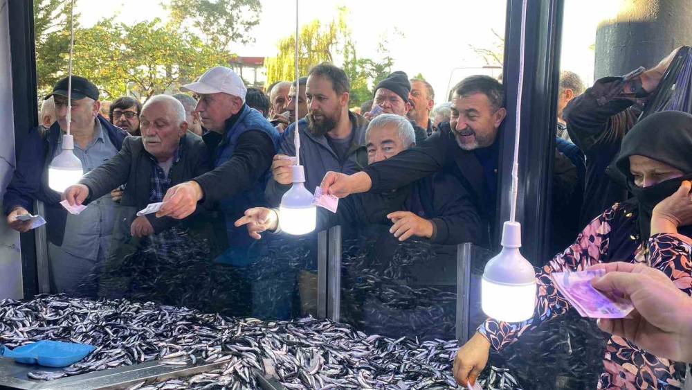 Artvin’in Hopa ilçesinde kilosu 20 liradan satılan 3 ton hamsi 2 saatte tükendi
