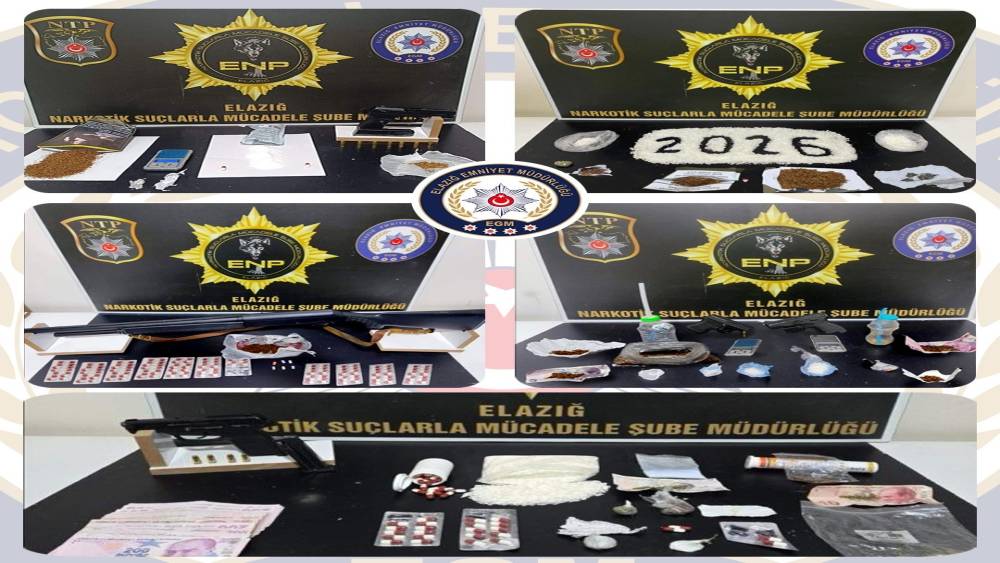 Elazığ&rsquo;da uyuşturucu ve ruhsatsız silah operasyonu: 17 tutuklama
