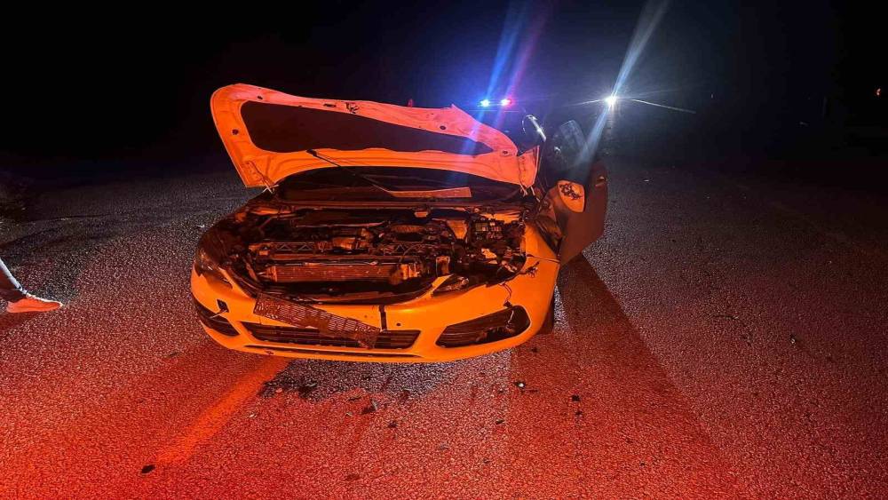 Çorum’da otomobil yola çıkan danaya çarptı: 2 yaralı
