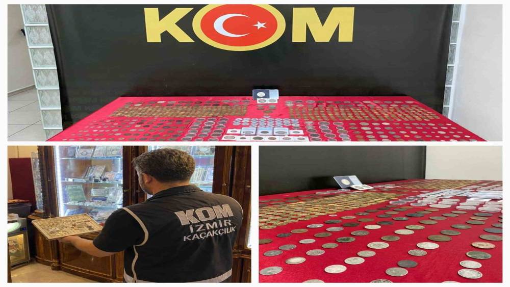 İzmir&rsquo;de iş yerinde y&uuml;zlerce sikke ele ge&ccedil;irildi
