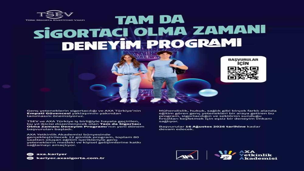 AXA T&uuml;rkiye ve TSEV&rsquo;in "Tam da Sigortacı Olma Zamanı" deneyim programı başvuruları başladı
