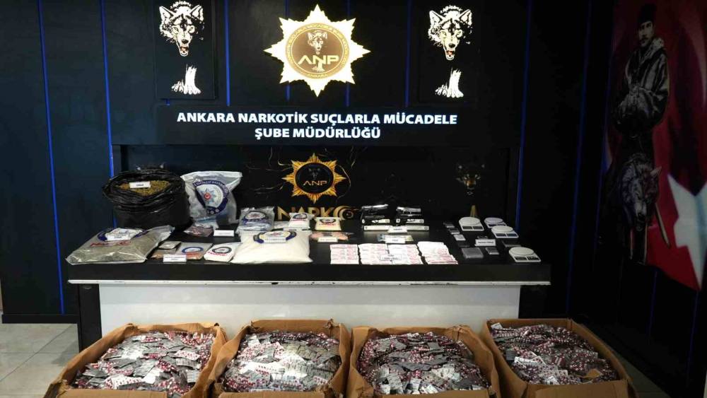 Ankara&rsquo;da uyuşturucu operasyonunda 614 bin 330 adet sentetik ecza ele ge&ccedil;irildi
