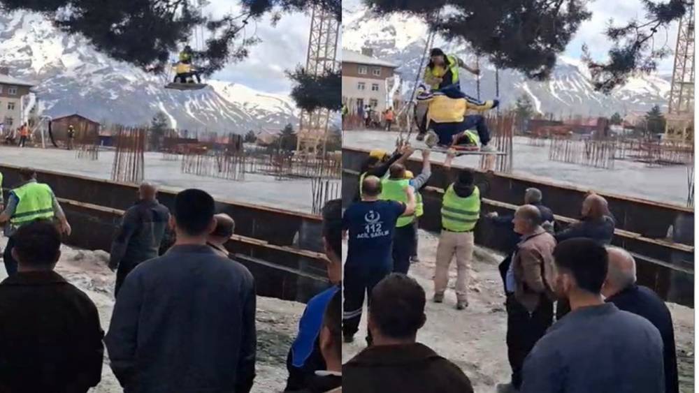 Kafasına pompa borusu d&uuml;şen iş&ccedil;i yaralandı
