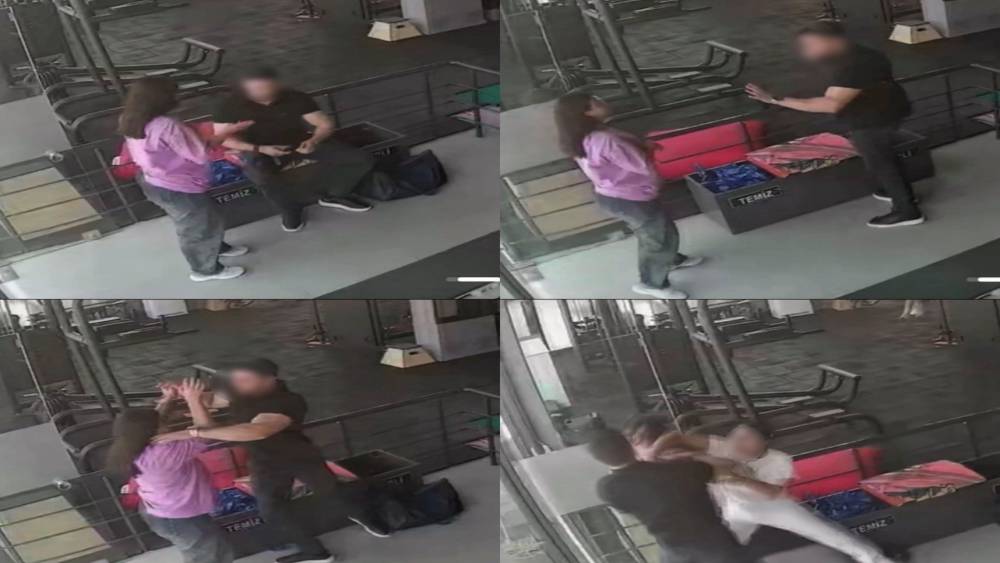 Spor salonunda kadın işletmeciye saldırı: Olay anı kameraya yansıdı
