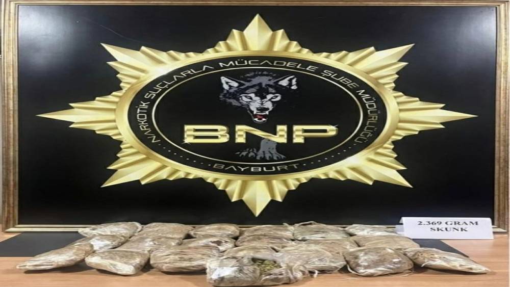 Bayburt&rsquo;ta 2 kilo 369 gram skunk ile yakalanan ş&uuml;pheli tutuklandı
