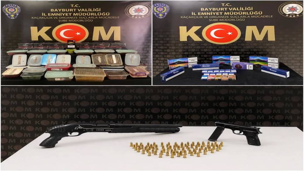 Bayburt&rsquo;ta ka&ccedil;ak&ccedil;ılık operasyonu: Silahlar ve ka&ccedil;ak t&uuml;t&uuml;nler ele ge&ccedil;irildi
