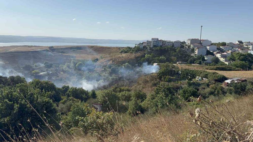 B&uuml;y&uuml;k&ccedil;ekmece&rsquo;de korkutan tarla yangını: Dumanlar metrelerce y&uuml;kseldi
