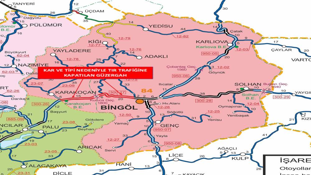 Bing&ouml;l&rsquo;de bazı yollar kar yağışı nedeniyle trafiğine kapatıldı
