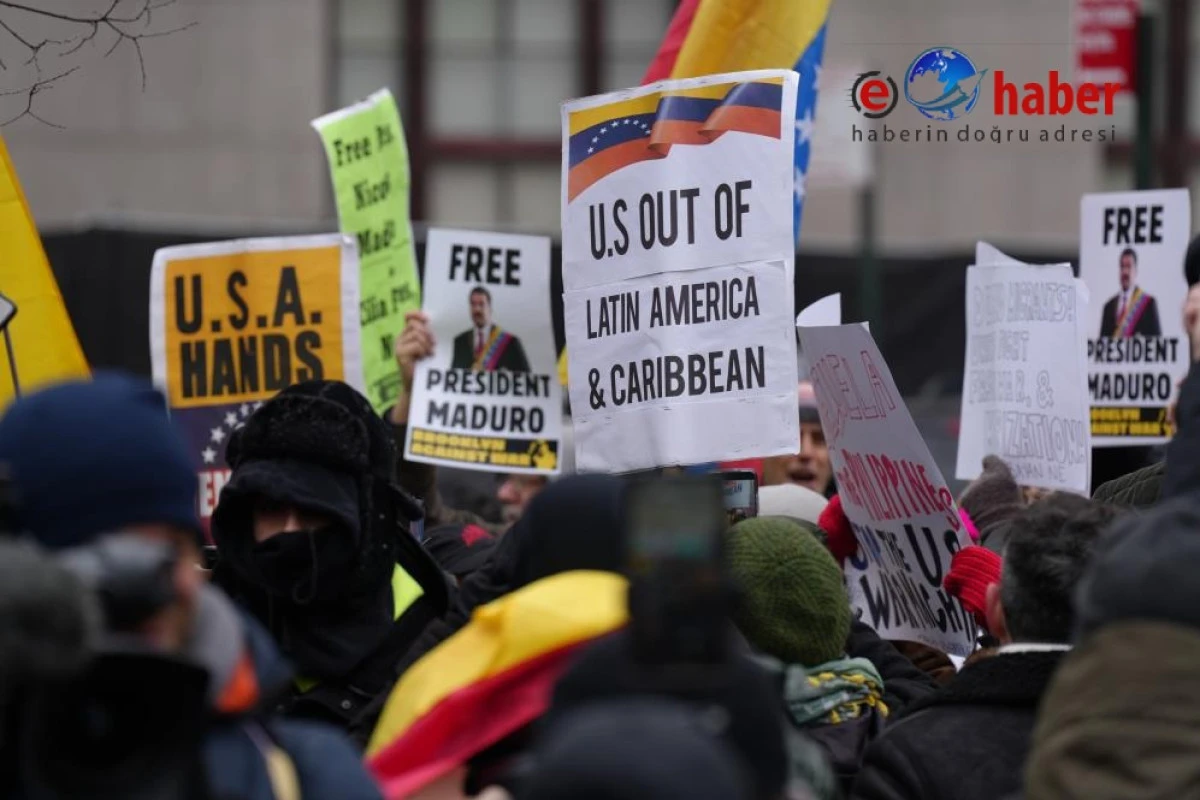  New York'taki duruşma &ouml;ncesi Maduro ve eşinin serbest bırakılması i&ccedil;in protesto